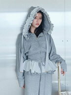 SNIDEL 【UV/セットアップ対応】フリルカットパーカー スナイデル トップス パーカー・フーディー グレー…