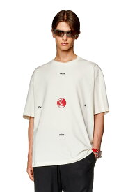 【SALE／40%OFF】DIESEL メンズ Tシャツ ルーズフィット ディーゼル トップス カットソー・Tシャツ ホワイト ブラック【送料無料】