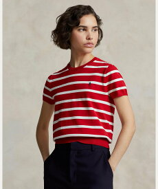 POLO RALPH LAUREN ストライプド ショートスリーブ セーター ラルフローレン トップス ニット レッド【送料無料】