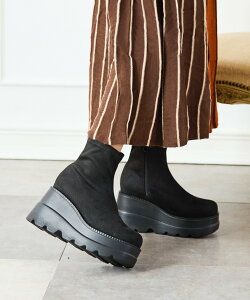 attagirl 厚底ウェッジブーツ アタガール シューズ・靴 ブーツ ブラック ホワイト【送料無料】