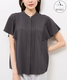 【SALE／50%OFF】ROPE' PICNIC 【防汚加工】ピンタックフレアスリーブブラウス/通勤対応 ロペピクニック トップス シャツ・ブラウス ホワイト ブルー グレー ピンク ネイビー