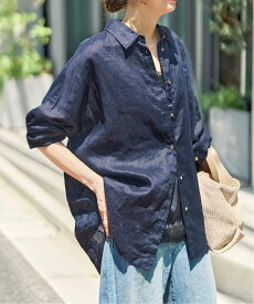 Spick & Span 《追加》 80リネンカシュクール ビッグシャツ スピックアンドスパン トップス シャツ・ブラウス ブラック ネイビー ピンク【送料無料】