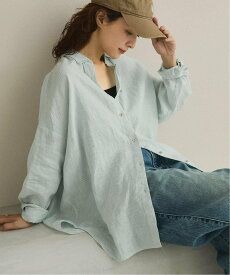 Spick & Span 《ゆったりサイズ》追加予約 80リネンカシュクール ビッグシャツ スピックアンドスパン トップス シャツ・ブラウス ブラック パープル グリーン ホワイト ネイビー ピンク ブルー【送料無料】