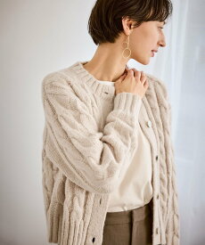 【SALE／40%OFF】ROPE' PICNIC ケーブルニットカーディガン ロペピクニック トップス カーディガン グレー ベージュ ピンク ネイビー ブルー