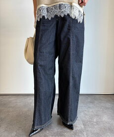 Jena espace merveilleux ストレッチワイドデニムパンツ ジェナエスパスメルヴェイユ パンツ その他のパンツ ネイビー【送料無料】