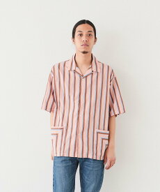 【SALE／30%OFF】BEAMS BEAMS / ワイドストライプ オープンカラー シャツ ビームス アウトレット トップス シャツ・ブラウス ピンク グリーン【送料無料】