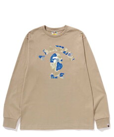 A BATHING APE (M)LIQUID CAMO COLLEGE L/S TEE ア ベイシング エイプ トップス カットソー・Tシャツ ベージュ ブラック ブラウン ホワイト【送料無料】