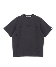 A BATHING APE DAMAGED GARMENT DYED RELAXED FIT TEE ア ベイシング エイプ トップス カットソー・Tシャツ グレー ベージュ パープル【送料無料】