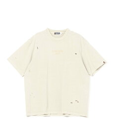 A BATHING APE DAMAGED GARMENT DYED RELAXED FIT TEE ア ベイシング エイプ トップス カットソー・Tシャツ グレー ベージュ パープル【送料無料】
