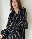 花柄ストライプコーデュロイワンピース