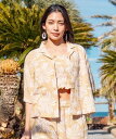 Kahiko 【カヒコ】レイキーショート丈アロハシャツ【SURF&Palms】 アミナコレクション トップス シャツ・ブラウス ブラック ベージュ オレンジ【送料無料】
