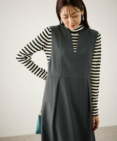 ROPE' PICNIC キーネックジャンパースカート ロペピクニック ワンピース・ドレス ジャンパースカート ブラック グレー【送料無料】