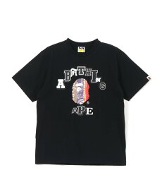 A BATHING APE FANS SCARF COLLEGE TEE ア ベイシング エイプ トップス カットソー・Tシャツ ブラック ブラウン ホワイト【送料無料】