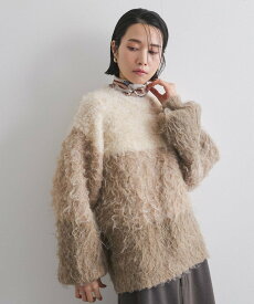 【SALE／50%OFF】VICKY パネルボーダーシャギーニット≪手洗い可能≫ ビッキー トップス ニット ホワイト グレー【送料無料】