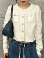 LILY BROWN コットンニットジャケット リリーブラウン トップス その他のトップス ブラウン ホワイト ネ…