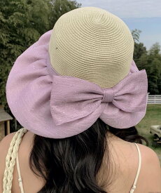 【SALE／70%OFF】pur chouchou pur chouchou/(W)シアーリボン ドット柄 麦わら帽子 ミニョントレフル ルームヨンマルサンセレクティッド 帽子 ハット ベージュ ブラック ホワイト パープル