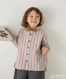 riziere 選べる2色コットンバンドカラーストライプシャツ(ボタン取り外し対応) リジェール トップス シャツ・ブラウス ホワイト