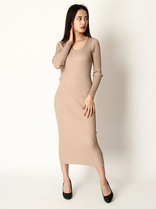 Duras Vネックリブニットロングワンピース Rakuten Fashion 楽天ファッション 旧楽天ブランドアベニュー Bz9639