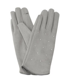 【SALE／47%OFF】grove スエード調パイピングラインストーングローブ グローブ ファッション雑貨 手袋 ベージュ グレー ブラック