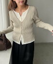 キーネックレイヤードカーディガン