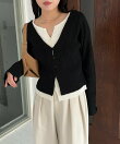 キーネックレイヤードカーディガン