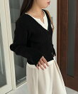 キーネックレイヤードカーディガン