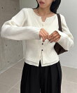 キーネックレイヤードカーディガン