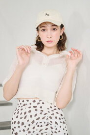 rienda 【一部店舗・WEB限定】シアーパフポロKnit TOP リエンダ トップス ニット ホワイト ピンク ブルー【送料無料】