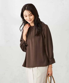 a.v.v 【マシンウォッシャブル】タックネックブラウス アー・ヴェ・ヴェ トップス シャツ・ブラウス ベージュ ホワイト ブラウン【送料無料】