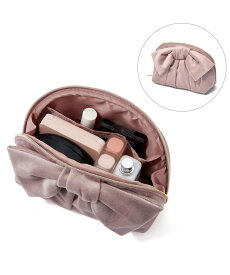 Francfranc ベロアリボン ポーチ S ポケット付き 化粧ポーチ コスメ収納 コンパクト フランフラン 財布・ポーチ・ケース ポーチ ピンク