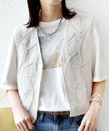 SHIPS WOMEN ＜手洗い可能＞オープン ワーク レース 刺繍 ベスト シップス トップス ベスト・ジレ ホワイ…