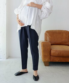 【SALE／10%OFF】andme 【マタニティ】ウエストゴム テーパードパンツ アンドミー マタニティウェア・ベビー用品 マタニティパンツ・スカート ベージュ ブラック ブラウン ホワイト カーキグリーン ネイビー ピンク
