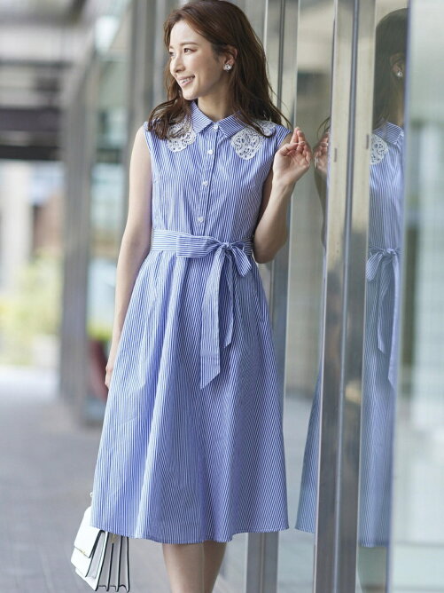Queens Court 襟レースストライプワンピース Rakuten Fashion 楽天ファッション 旧楽天ブランドアベニュー De8643