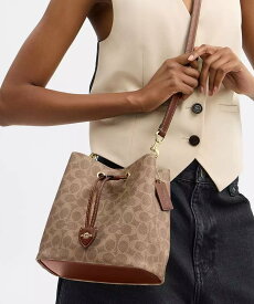 【SALE／40%OFF】COACH OUTLET 【公式】ローアン バケット バッグ・シグネチャー キャンバス コーチ　アウトレット バッグ ショルダーバッグ ブラウン【送料無料】