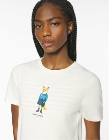 【SALE／30%OFF】Maison Kitsune Maison Kitsune/(W)DRESSED FOX REGULAR TEE-SHIRT メゾン キツネ トップス カットソー・Tシャツ ホワイト ピンク【送料無料】