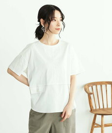 【SALE／40%OFF】ONIGIRI 異素材切り替え Tシャツ コムサイズム トップス カットソー・Tシャツ ホワイト ベージュ