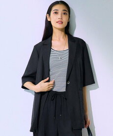 【SALE／20%OFF】23区 【Oggi6月号掲載/杏さん着用/速乾性/接触冷感】シアータンブラー ハーフスリーブ ジャケット ニジュウサンク ジャケット・アウター テーラードジャケット・ブレザー ブラック ベージュ【送料無料】