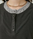 レイヤード風 ヘンリーネック Tシャツ 限定展開