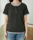 レイヤード風 ヘンリーネック Tシャツ 限定展開