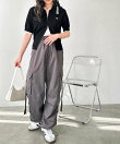 《FIRSTMOODコラボ》サイドリボンナイロンカーゴパンツ