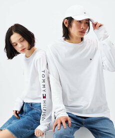 TOMMY HILFIGER 【オンライン限定】ショルダーロゴロングスリーブTシャツ ロンT トミーヒルフィガー トップス カットソー・Tシャツ ホワイト ネイビー【送料無料】