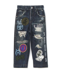 A BATHING APE BAPE EMBLEM DENIM PRINT SWEAT PANTS A xCVO GCv pc W[WEXEFbgpc lCr[yz