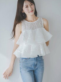 SNIDEL ラッフルジャガードボリュームブラウス スナイデル トップス シャツ・ブラウス ブラック ホワイト【送料無料】