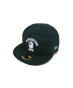 A BATHING APE GLOW IN THE DARK COLLEGE NEW ERA 59FIFTY CAP �A �x�C�V���O �G�C�v �X�q �L���b�v �O���[�� �l�C�r�[�y���������z