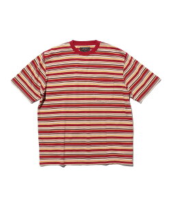 BEAMS PLUS Pocket Tee Multi Stripe Tee �r�[���X ���� �g�b�v�X �J�b�g�\�[�ET�V���c �O���[�� �O���[ ���b�h�y���������z