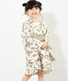 SOUBIEN 浴衣セット 子供(上着+ワンピース+帯) ソウビエン 着物・浴衣・和装小物 浴衣 ホワイト パープル【送料無料】