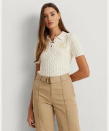LAUREN RALPH LAUREN ケーブルニット コットン ポロ セーター ラルフローレン トップス ニット ブラウン…