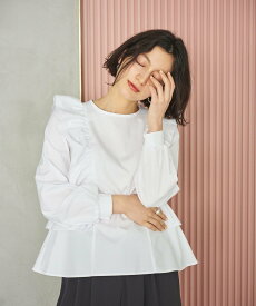 【SALE／60%OFF】#Newans 【洗濯機可能/シワになりにくい】＜小柄さんにお勧め＞バーティカルフリルブラウス ハッシュニュアンス トップス シャツ・ブラウス ネイビー ホワイト【送料無料】