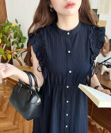 【SALE／20%OFF】moment+ ドロストリボンショルダーフリルティアードシャツワンピース モーメントプラス …