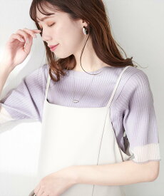 natural couture 【WEB限定】袖口シアー強撚リブニット ナチュラルクチュール トップス ニット グレー ブラック パープル グリーン ベージュ ピンク